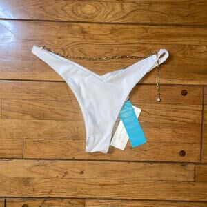 NWT Beach Bunny Serena Tango Brazilian Bikini Bottom w/ gold belly Chain $149